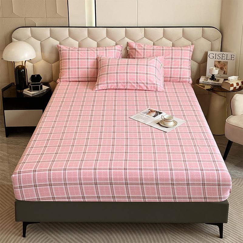 Комплект постельного белья из 3 предметов, простой, синий, в полоску, мягкий, приятный для кожи, утолщенный, 100% хлопок, эластичный, размер Queen Size