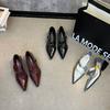 Spring New Style Pointed Toe Elegant Low Heel Women's One-Strip Leather Shoes Low-Cut Sexy Single Shoes