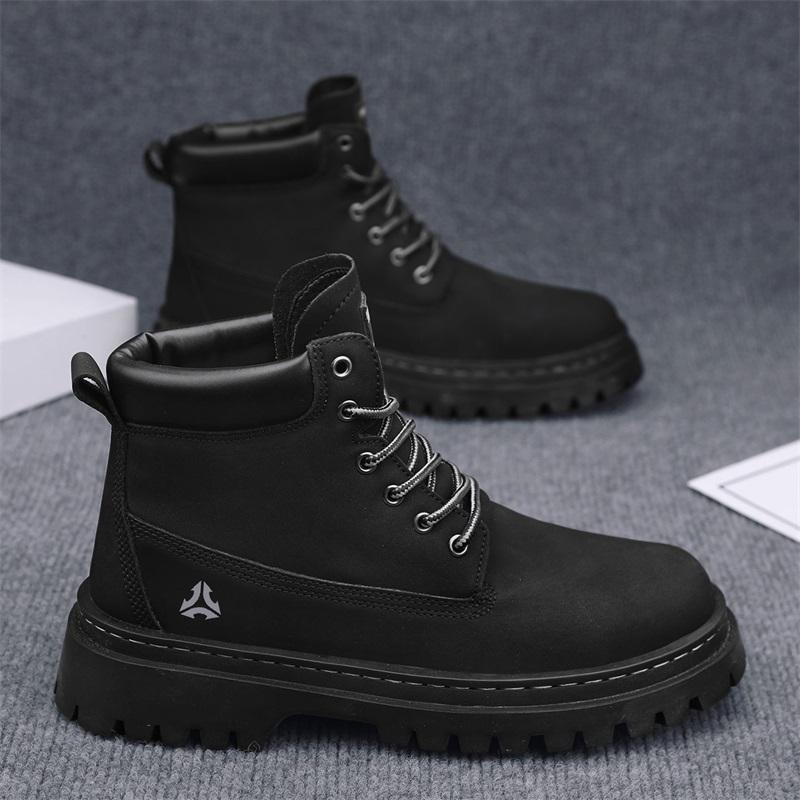 New Fashion Autumn And Winter Men's High Top Martin Boots Students Male Boys Trending Soft Sole Work Shoes Labor Protection Martin Sneakers