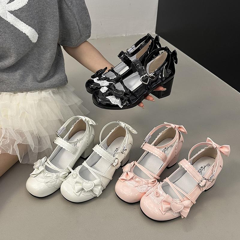 Модные женские туфли Мэри Джейн Свадебная вечеринка Бант Косплей Высокие каблуки Обувь Лолиты Новый стиль Лолиты Модная и универсальная женская обувь