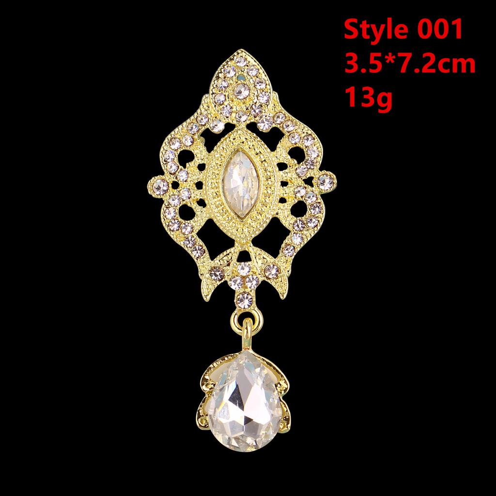 DIEZI Luxury Gold Silver Color Crystal Brooches for Women Girls Wedding Bridal Bouquet Water Drop Flower Brooch Pins Accessories