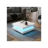Table Basse Carrée - MUVOE - Blanc - Éclairage LED Bluetooth - 70x70x36 Cm - Charge Max. 45 Kg