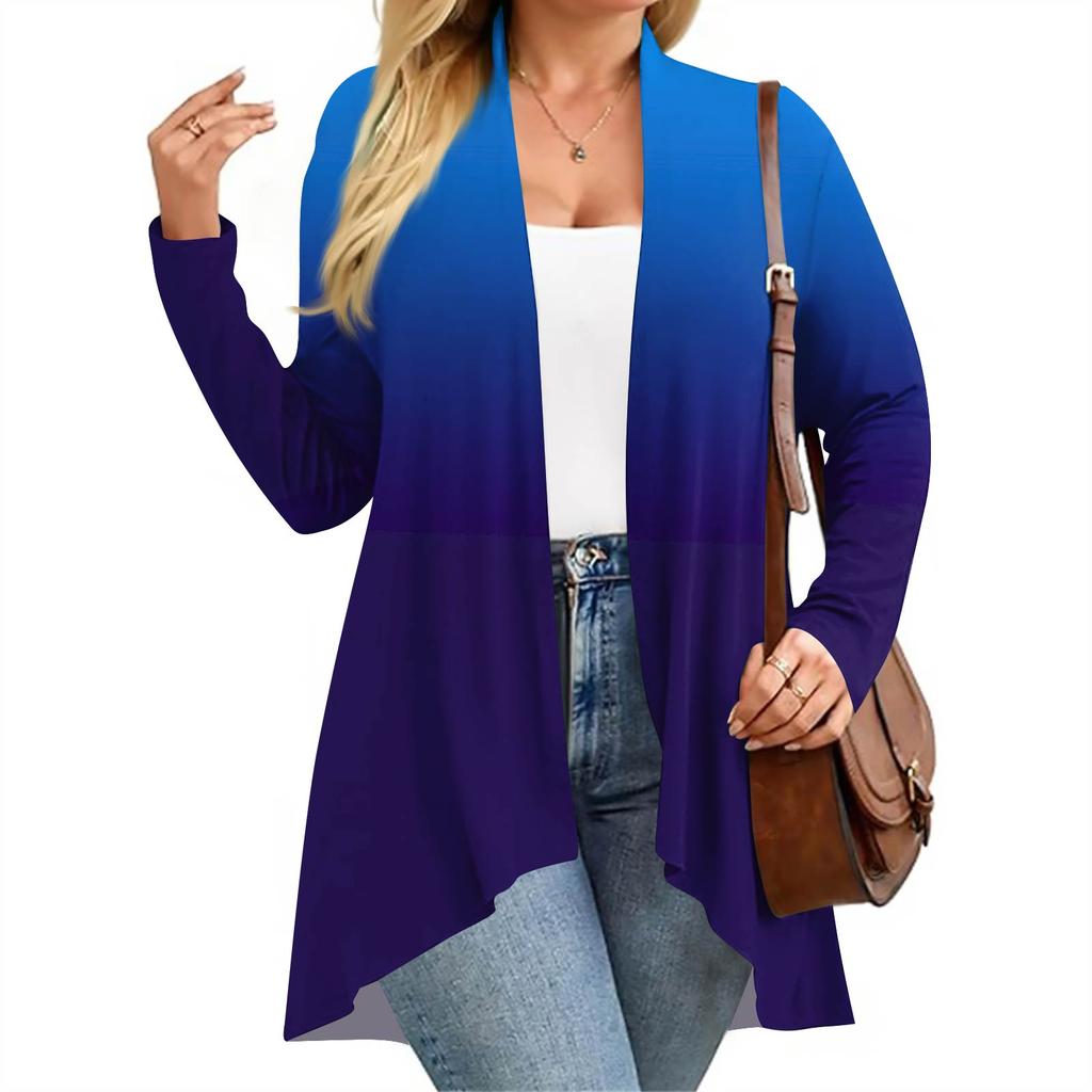 Женский осенне-зимний модный повседневный кардиган средней длины с принтом и длинным рукавом