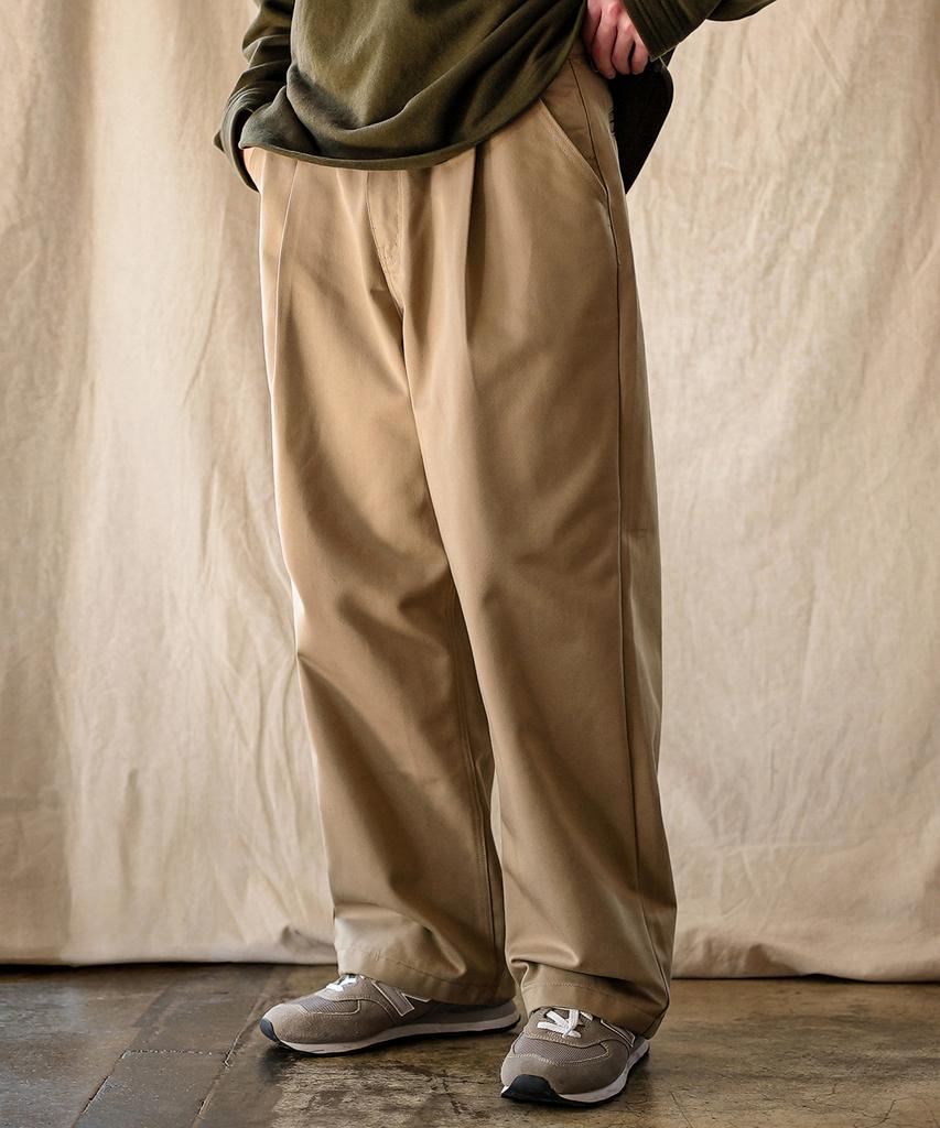 JEMUT Deck One-Pleat Cp Wide Pants Beige Solp2602