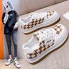 New Small White Shoes Women's Thick Sole Shoes All-match Big Toe Shoes Black  Plaid Casual Sports Sneaker