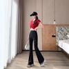 2025 Slim Fit Mesh Micro-Flare Pants with Pocket & Tummy Control