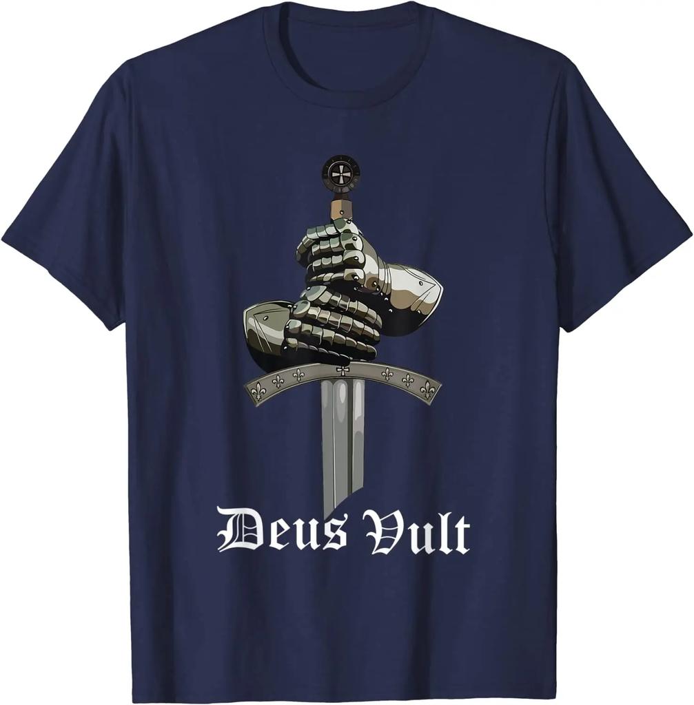 Deus Vult - футболка Catholic Crusader Knights Templar Armor, 100% хлопок, с круглым вырезом и коротким рукавом, повседневная мужская футболка, размер S-3XL