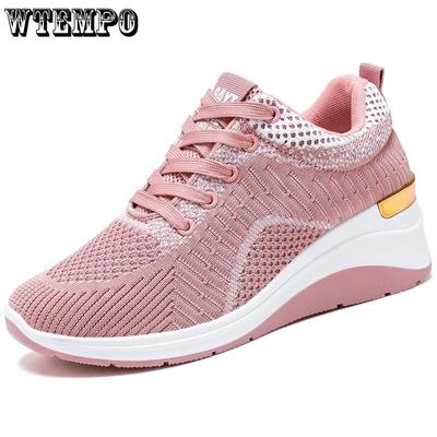 Женские кроссовки на платформе, увеличивающие рост, дышащая повседневная легкая спортивная обувь для бега с сеткой