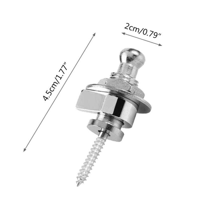 Metal Button Security Straplock Quick Release Strap Retainer System For Electric Acoustic Guitar, Bass, Ukulele