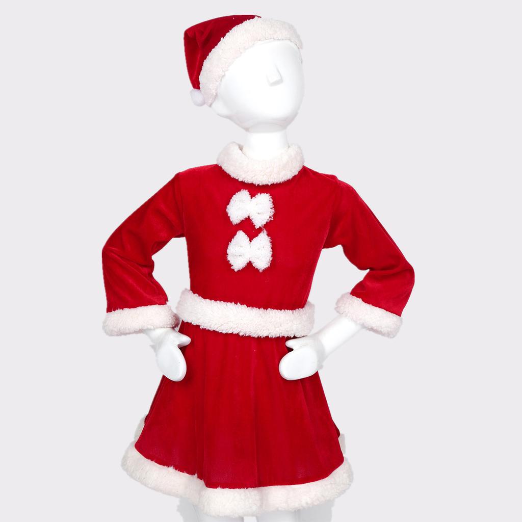 Детский костюм Санты для девочек, рождественское платье, рождественская вечеринка, бархатное платье Санта-Клауса для косплея