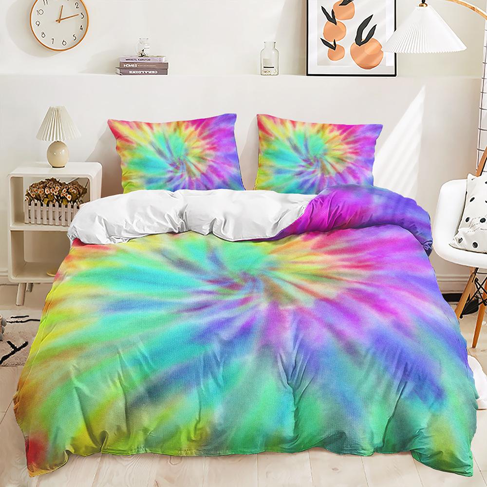Bed Three-Piece Color Gradual Change Glitter Quilt Cover 3D Digital Printing Kit