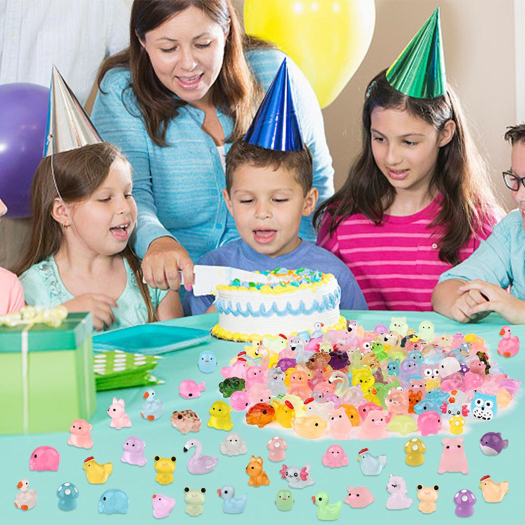 144 шт. Миниатюрные светящиеся смоляные животные, крошечные светящиеся в темноте морские животные, утки, дельфины, утки, черепахи, грибы, лягушки, миниатюрные фигурки