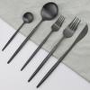 5 шт./компл. черный набор столовых приборов из нержавеющей стали 304, набор столовой посуды, нож, вилка, ложка, обеденный набор, кухонная посуда, набор столового серебра