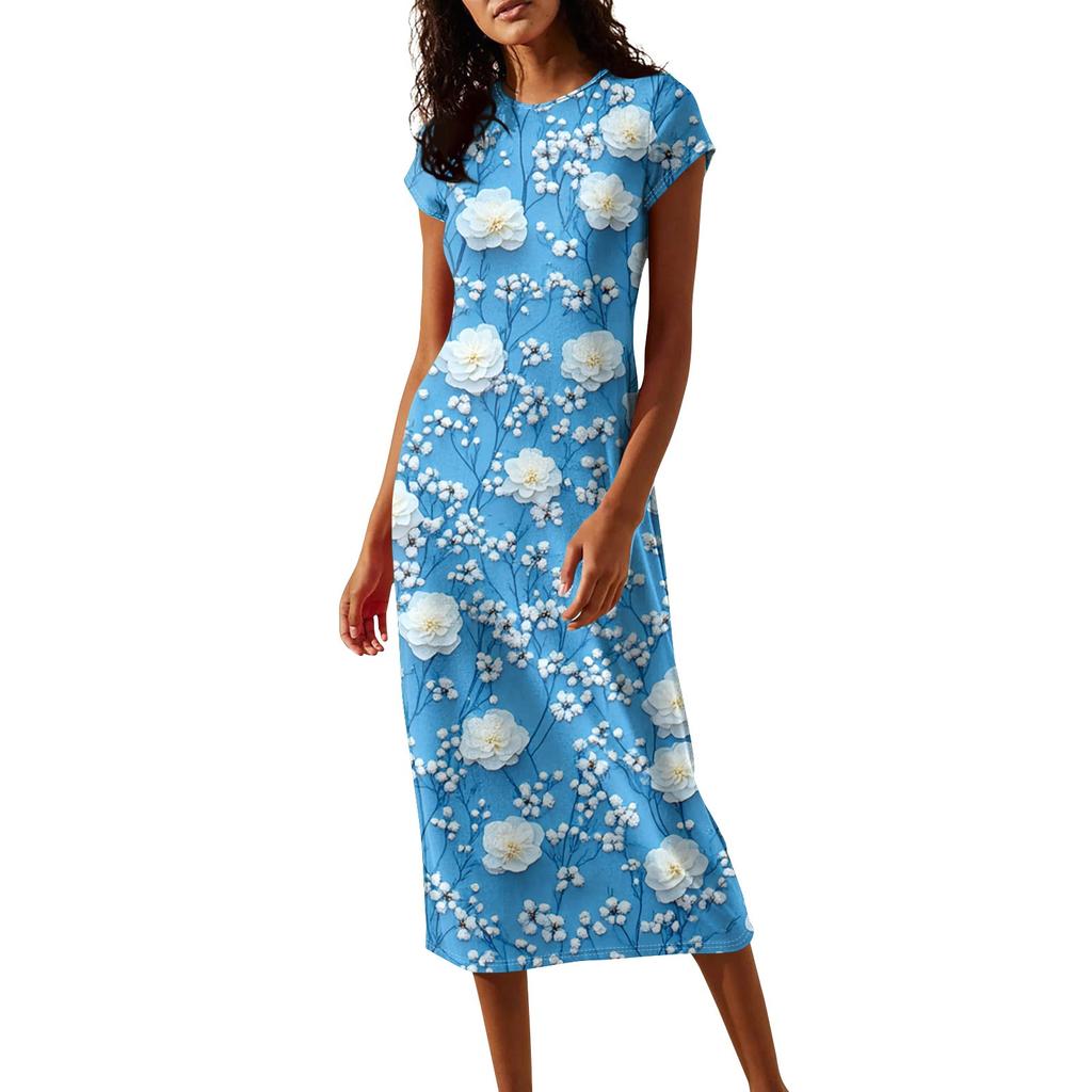 Женские платья миди с коротким рукавом и воротником-хомут, весна-лето, вечернее платье