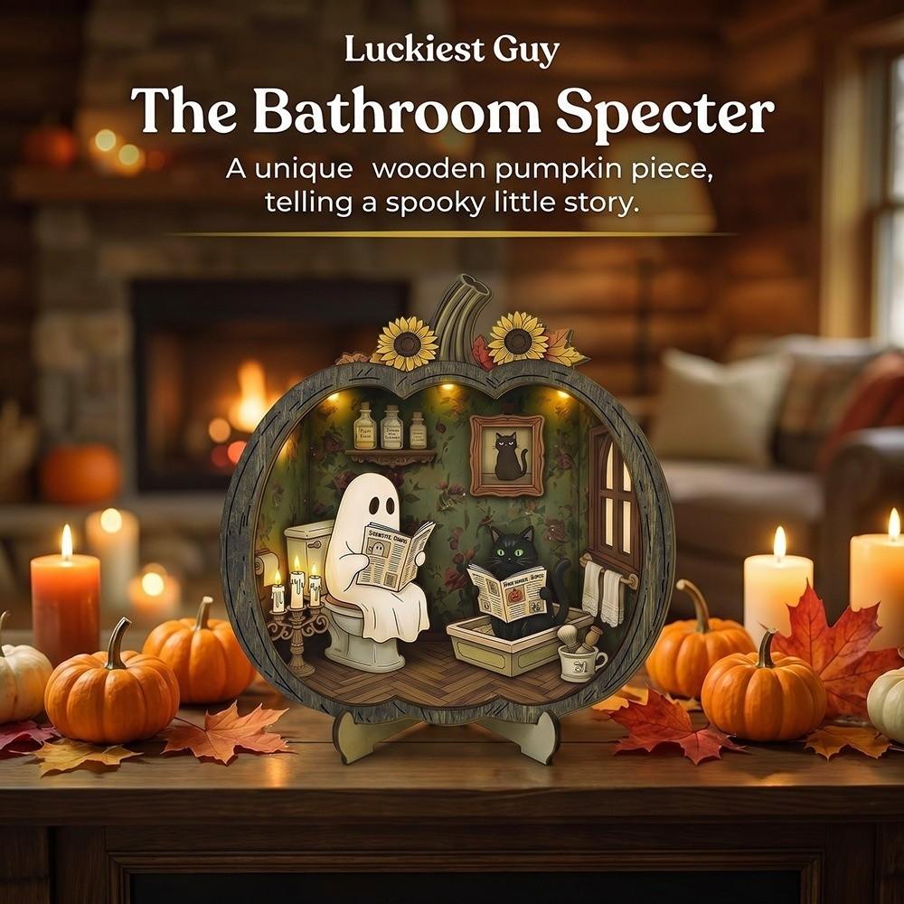 2D Flat Desktop Decoration Wooden Halloween Decorative Plate Funny Pumpkin Ornament Home