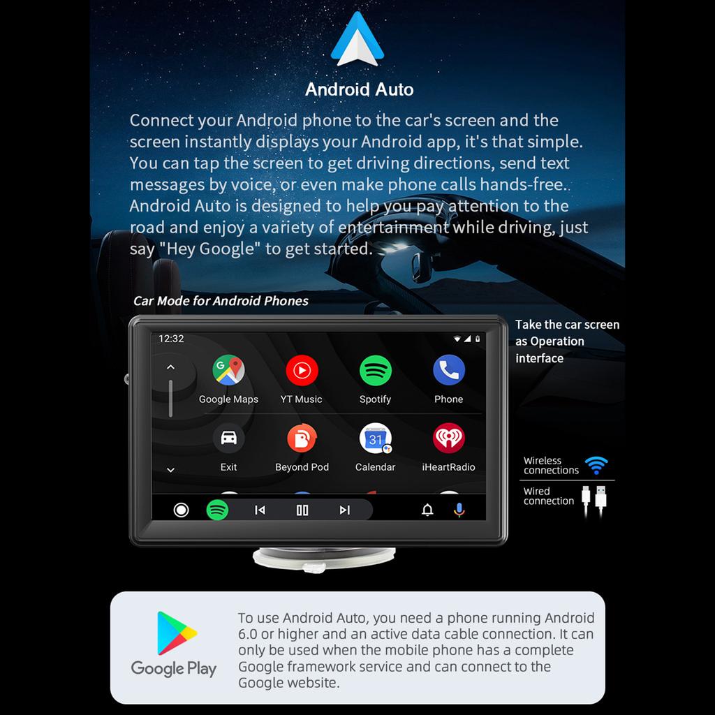 Портативный автомобильный MP5-плеер с 7-дюймовым HD-экраном, поддерживает CarPlay, Android Auto, MirrorLink, AHD