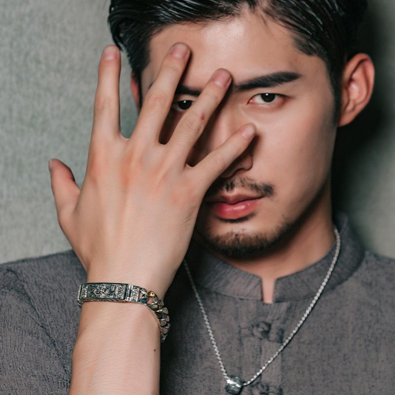 Серебряный мужской браслет Retrosen, шестизначный браслет в китайском стиле, креативный ретро-конский хвост, властный аксессуар