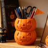 Unique Desk Organizer 3D Printed Double Pumpkin Pen Holder, Stacked Desktop Organizer, Stationery Halloween Storage Container for Pencils Markers And