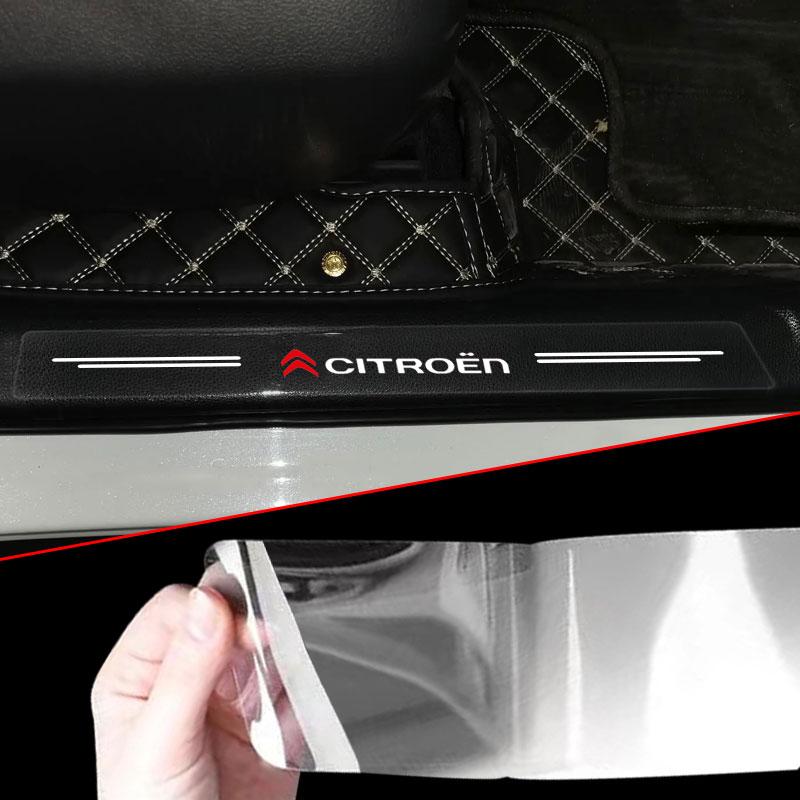 4pcs Car Threshold Sticker Scratch Resistant Transparent Film Protector For Citroen C1 C2 C3 C4 C5 C6 C8 C4L DS3 DS4 DS5 LS DS6 Picasso