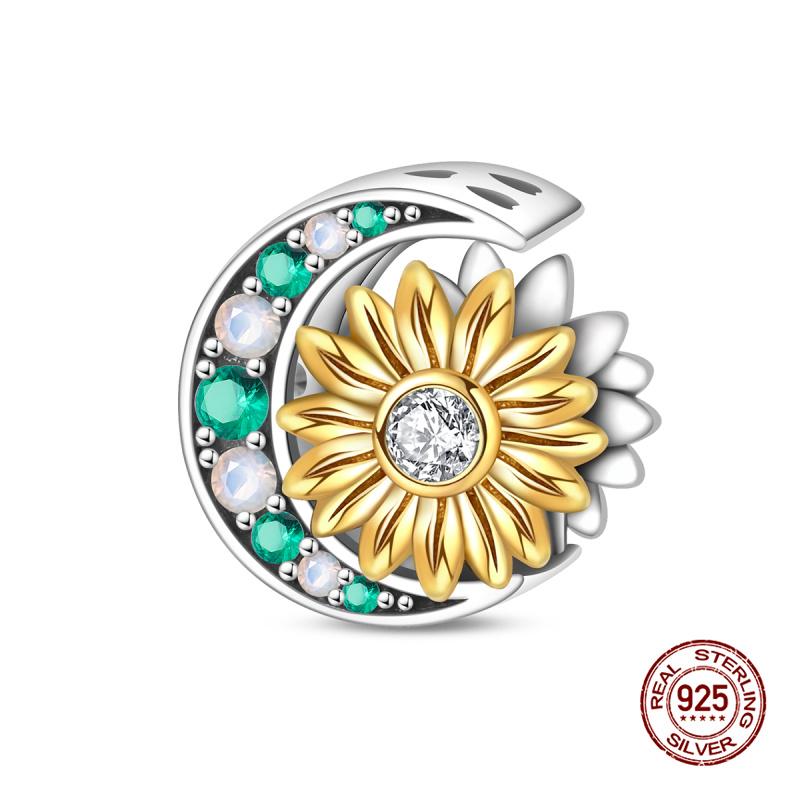Charms Copper Fit Charms 3Mm Original Bracelet Womens Sunflower Bead Under The Moon Pendant Diy Fine Jewelry Gift New In