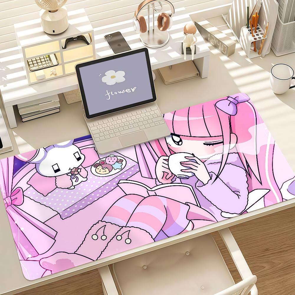 Cartoon Menhera Chan Kawaii Pink Gaming Mouse Pad Antislip Rubber Base Large Pc Keyboard Laptop Desk Mat Office Student Home