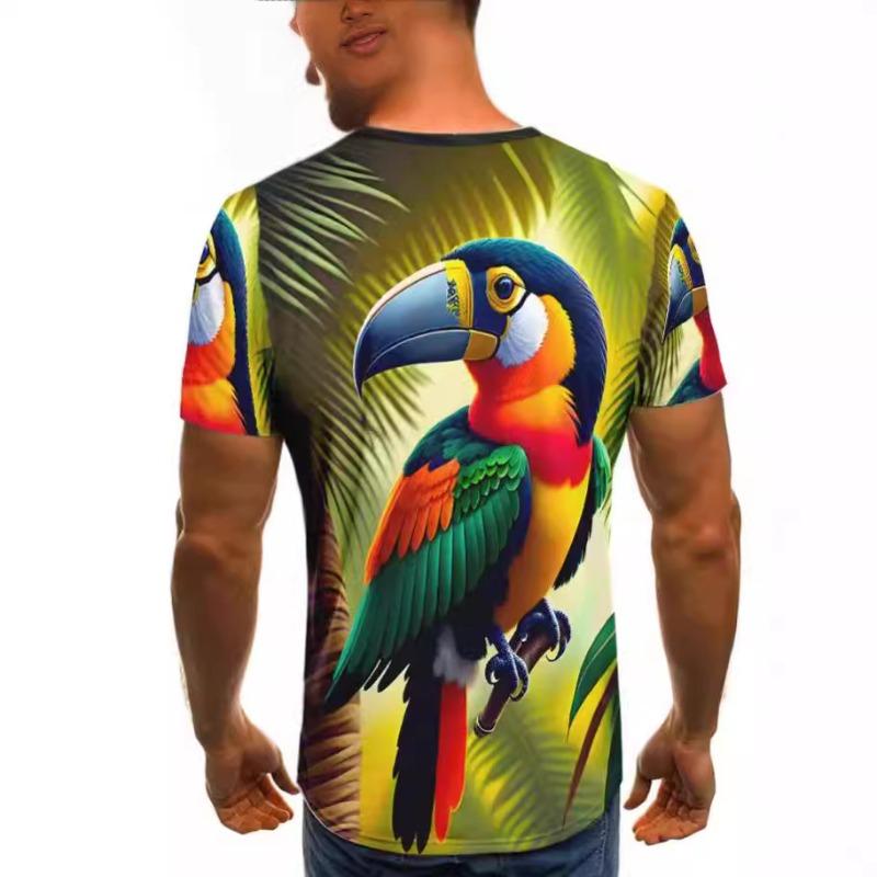 Летние мужские повседневные свободные футболки с круглым вырезом и короткими рукавами с 3D-цифровой печатью