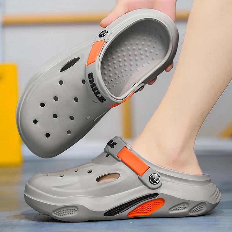 2025 летние мужские тапочки легкие EVA мужские повседневные туфли Hole Shoes Outdoor Garden Clogs мужские пляжные плоские шлепанцы