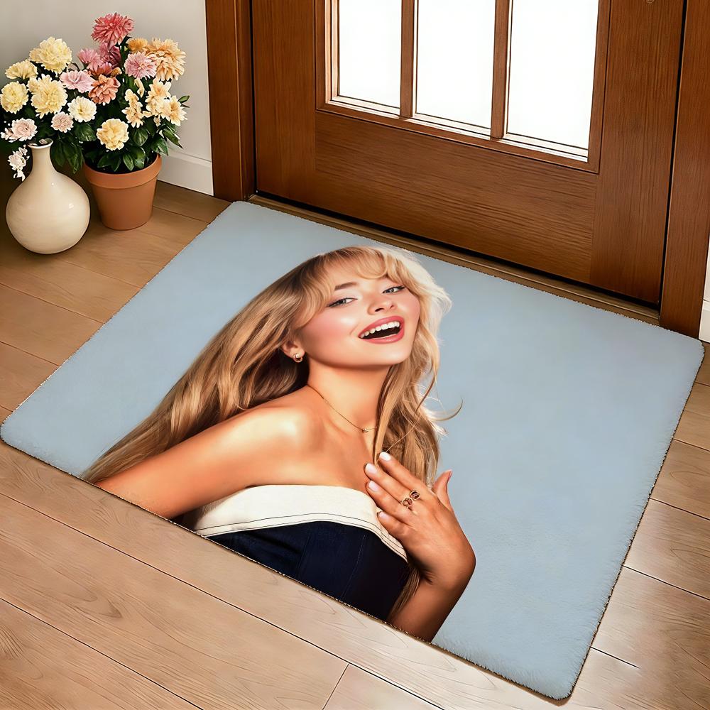 S-Sabrina Carpenter Floor Mat Cozy Flannel Soft Thick Non-Slip Mat For Living Room Bedroom Kitchen Decor Rugs
