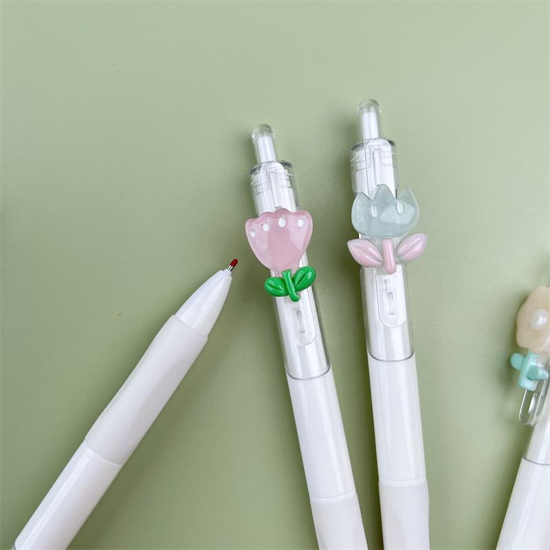 Cute Mini Flower Gel Pens Black Ink Neutral Pens Kawaii Korean Style Stationery Kids Gifts Writing Tools School Office Supplies
