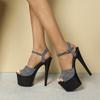 17CM Extra High Heel Platform Sandals for Women - Sexy Black Dance Shoes, Summer Stylish Open Toe LFD-181-A16
