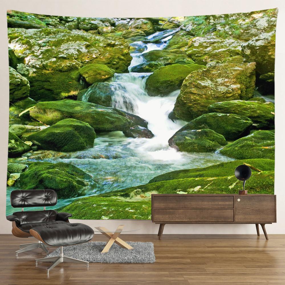 Пейзаж Водопад Гобелен Настенные Цветы Таинственный Лес Дерево Джунгли Большой Гобелен Искусство Эстетический Декор Комнаты Спальня