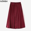 VONDA Женская мода однотонные плиссированные облегающие юбки А-силуэта