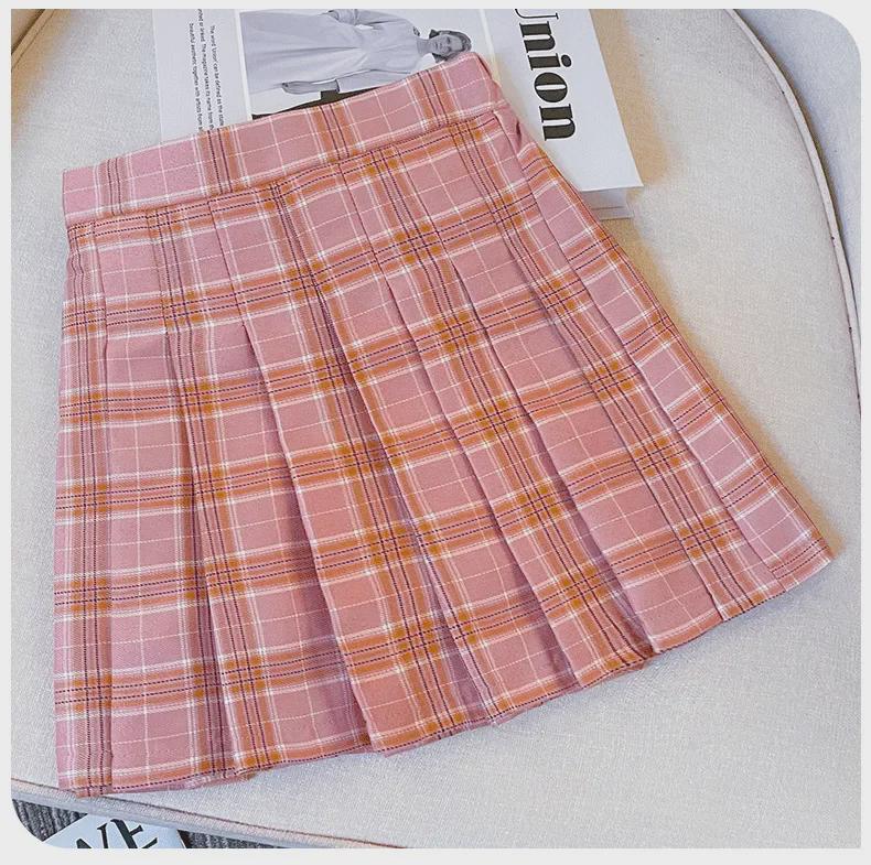 Комплект из двух предметов: юбка в клетку с длинными рукавами для девочек JK — стиль колледжа