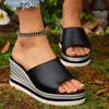 Модные женские летние модные сандалии на танкетке, легкие, с толстой подошвой, пляжные шлепанцы, женские повседневные уличные сандалии на массивной платформе