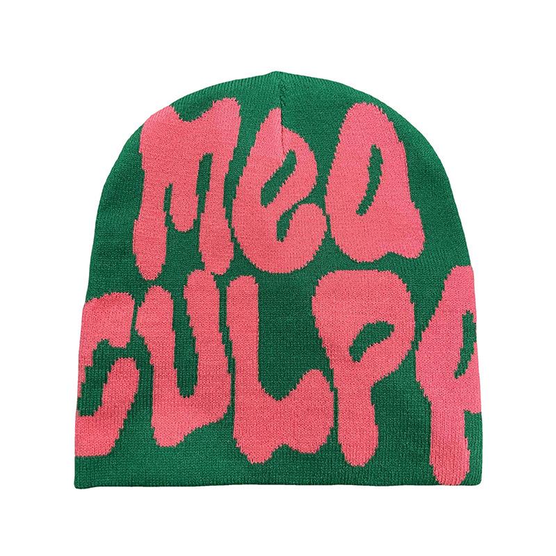 Hip Hop Trend Letter Knit Beanie - Unisex Wool Jacquard Hat