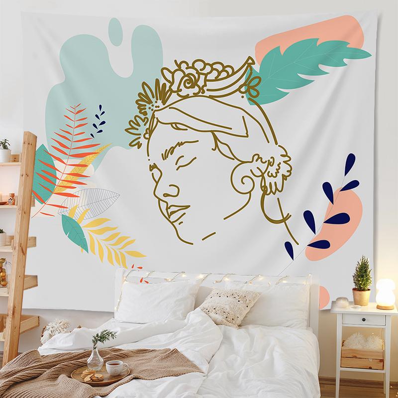 Богемный гобелен комната арт-деко фон ткань абстрактные геометрические лицо листья гобелен домашний декор