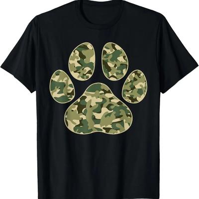 Cute Camo Paw Print Pet Owner Camouflage Paw Print Dog Lover T-Shirt