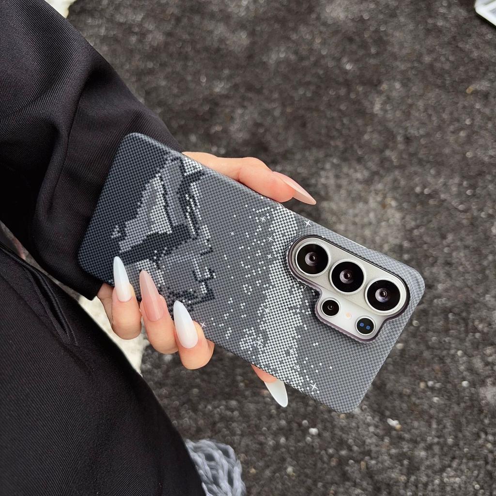 Ультратонкий чехол для Samsung S26ultra с узором из кевлара, полуоблегающий магнитный чехол S25plus креативный «Снежная гора»