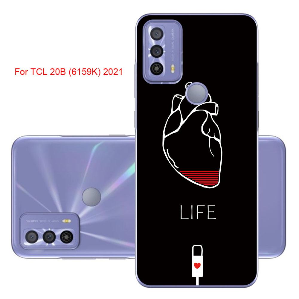 Сумки и чехлы для телефонов TCL 20B (6159К) 2021 6,52-дюймовый чехол из мягкого силикона, модная мраморная сумка с струйной росписью