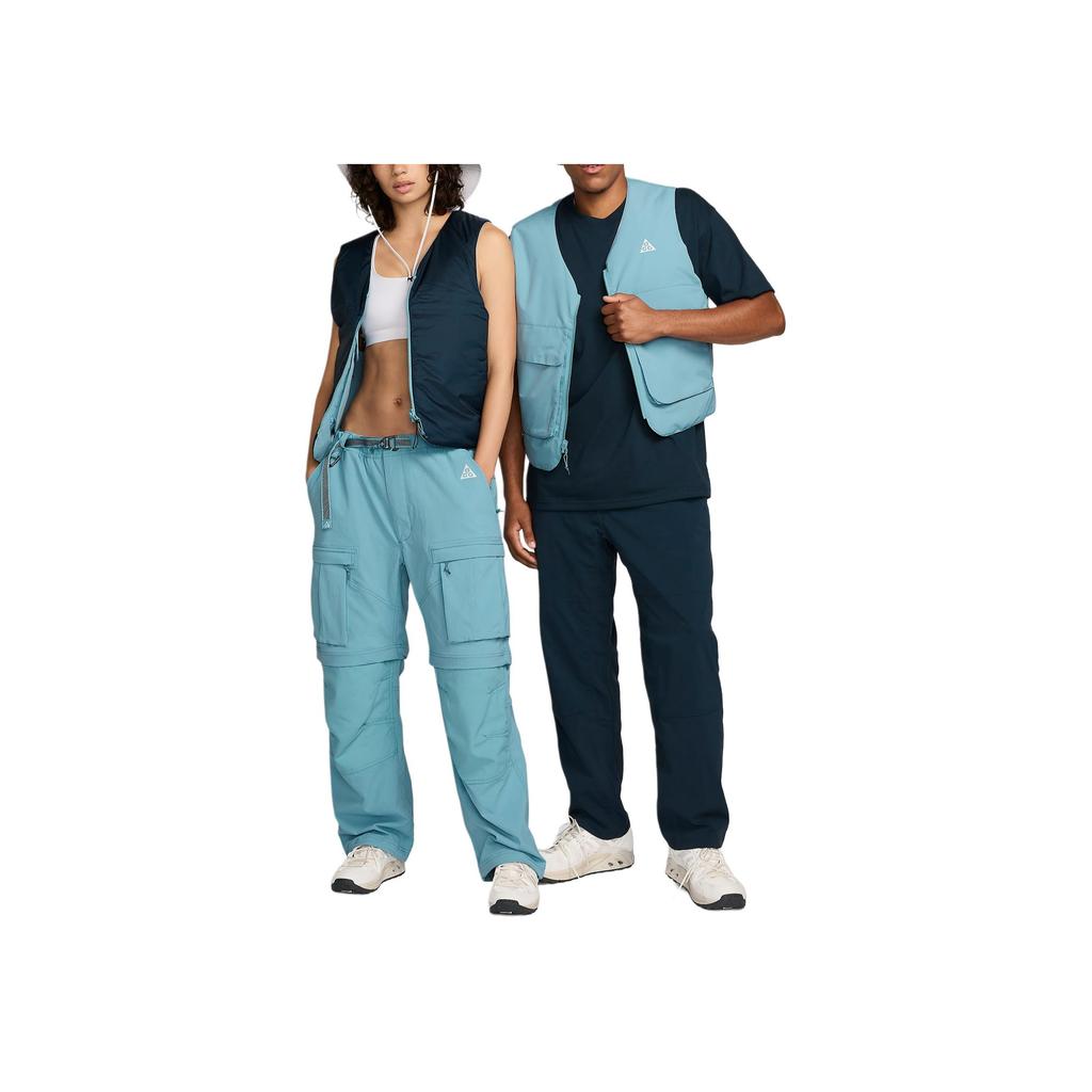 Nike Серия ACG Skull Peak Жилет без рукавов с принтом логотипа, на молнии, с V-образным вырезом, двусторонний, PrimaLoft, унисекс, джинсово-синий FV8694-464