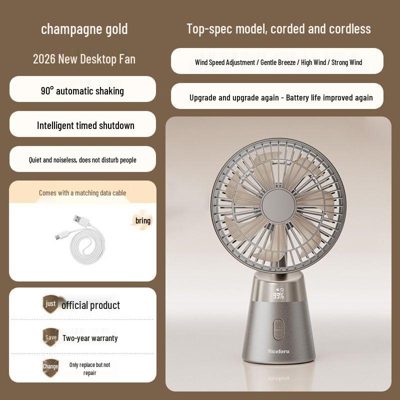 2026 Mini Desktop Fan: Portable, Powerful Wind, Ideal for Dorms and Desks.