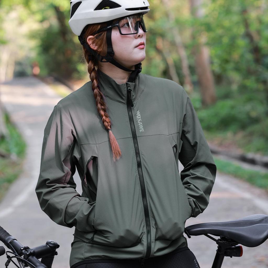 Wosawe Мужская и женская куртка для шоссейного горного велосипеда, ветрозащитная, водонепроницаемая, дышащая, солнцезащитная, светоотражающая, для ночного бега, для велоспорта, ветрозащитная куртка