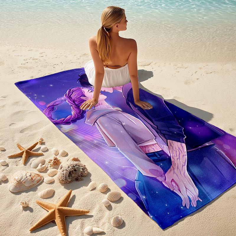 1pc KPop Demon Hunters18 Beach Towel, Comfortable and Thick, and Swimming/Bath/Picnic/Camping Towel, Suitable for Seaside Beaches