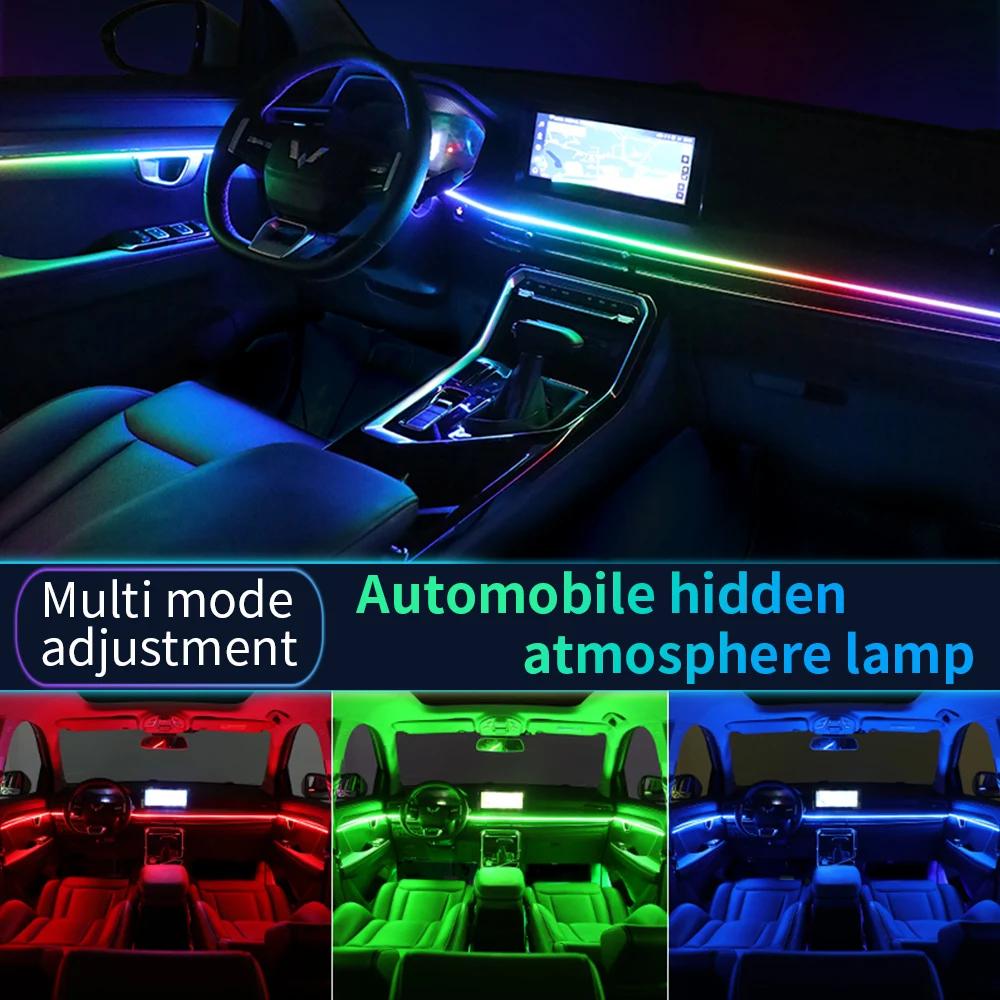 5 in 1 6 in 1 Car Atmosphere Lamp RGB Rainbow 213 Color LED Acrylic Strip Fiber Optic Symphony Interior Decoration Ambient Light