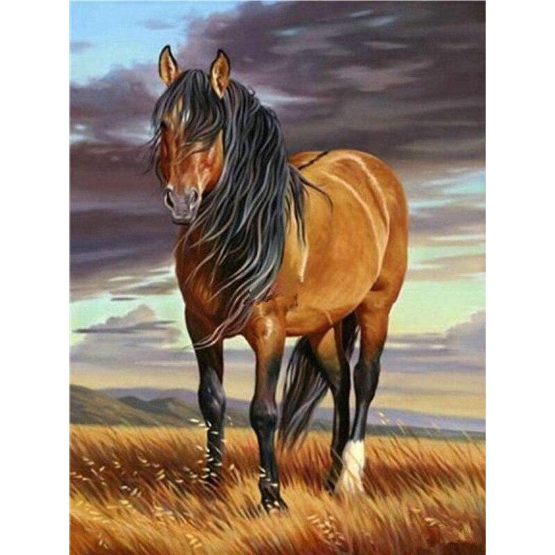 5D DIY комплект алмазной живописи «Лунный свет и лошадь в джунглях» Алмазная вышивка стразы украшения для дома