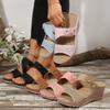 Fashion Summer Women Slippers Plus Size Women's Shoes Retro Roman Sandals Women Pu Casual Flower Wedge Sandals Platform Slippers