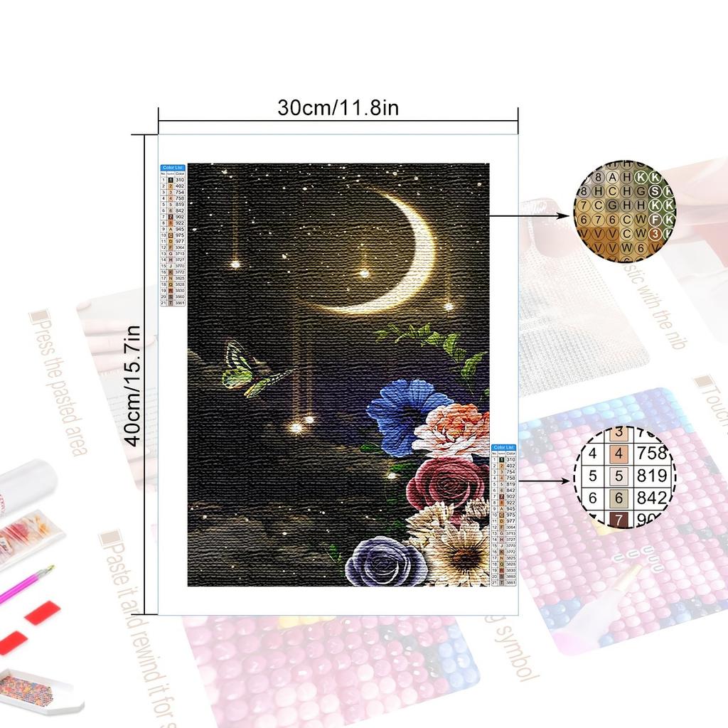 DIY Diamond Painting Night Moon Cross Stitch Kit Mosaic Art Diamond Painting Full Circle/Square Diamond Home Decoration