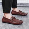 Genuine Leather Men Casual Shoes Slip On Fashion Luxury Brand 2024 Italian Mens Loafers Moccasins Breathable Boat Shoes Men