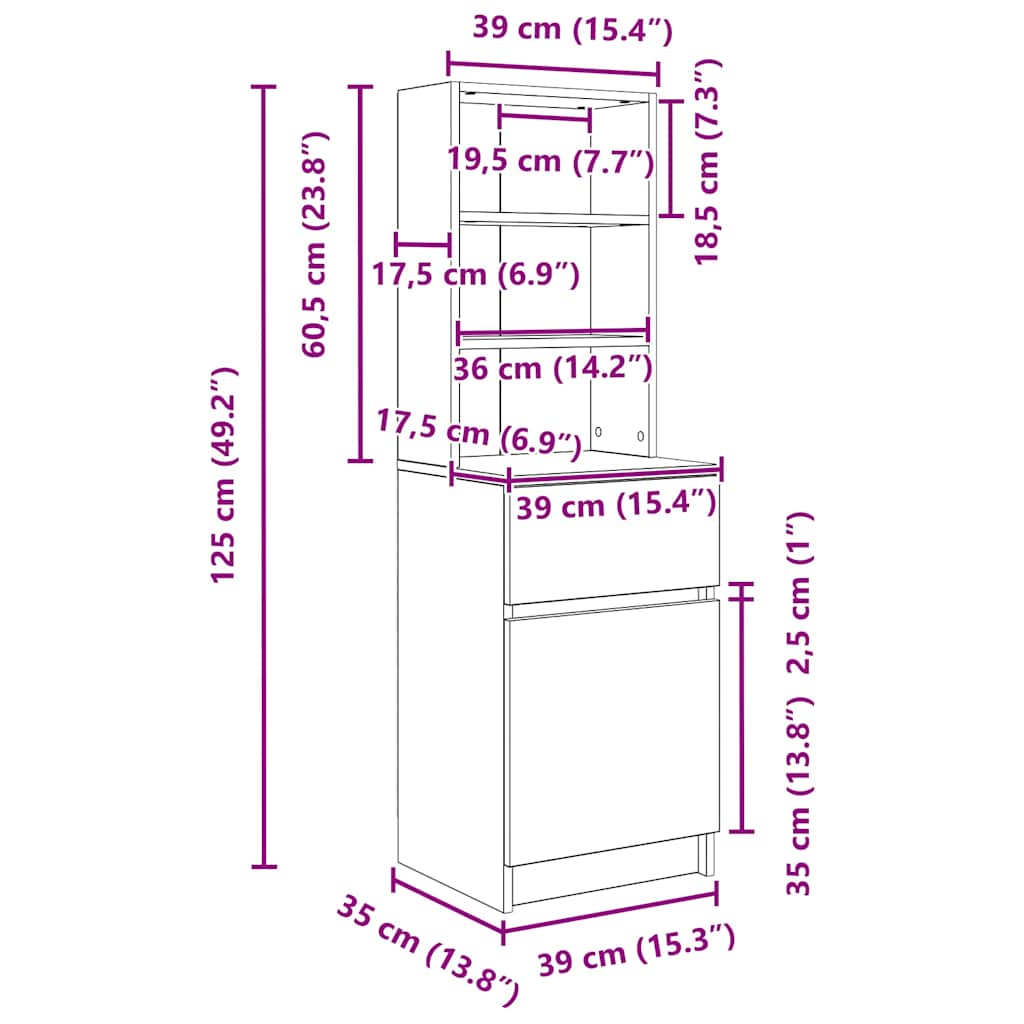 Nightstand White 39 x 35 x 125 cm Engineered Wood