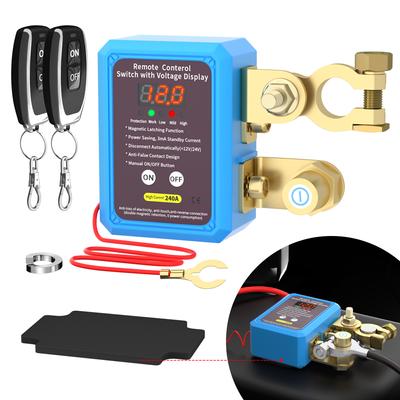 DaierTek 240A Kill Switch 12V Remote Battery Disconnect Switch with LED Voltage Display Automatic Power Off Switch for Auto